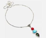 komplet łańcuszek, zawieszka, kamień Larimar mystic topaz próba 925