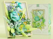 Klocki konstrukcyjne obraz kwiaty 3D w ramce | zestaw DIY dekoracja ścienna