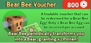 Bee Swarm Simulator x2 Bear Bee Voucher