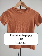 Brązowy T-shirt HM koszulka z krótkim rękawem basic 134/140