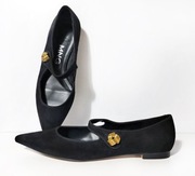 Mango czarne balerinki typu Mary Jane z guzikiem złotym r. 37 NOWE