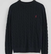 Warkoczowy męski sweter Polo Club rozmiar M Granatowy 100% bawełna