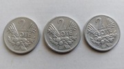 3 monety aluminium 2 zł  z 1970-2-4 roku.