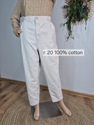 Beżowe spodnie damskie r. 20 z wysokim stanem bawełna 