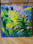 Obraz na płótnie akryl liść sztuka nowoczesna 40x40 cm