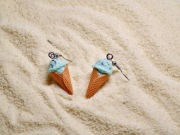 Kolczyki wiszące na biglu lody miętowe z czekoladą z modeliny fimo 