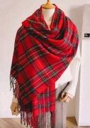 Szal czerwona krata Nowy must-have zima Boże Narodzenie 