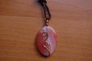 Naszyjnik różowy Agat w miedzi. Handmade. Rękodzieło.
