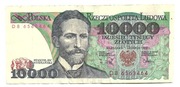BANKNOT 10000 ZŁ S. WYSPIAŃSKI z 1988 r Nr  DB 6563464