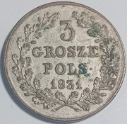 3 grosze 1831 Powstanie listopadowe  SREBRZONE!! 