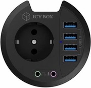 ICY BOX Hub blatowy wpuszczany 4xUSB 3.0 gniazdo 230V mikrofon słuchawki