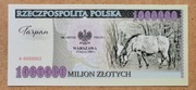 Banknot 1000000 złotych TARPAN 2000r nakład 50szt.