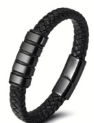 Ciekawa bransoletka skórzana pleciona dla niego unisex rzemyk + pudełko