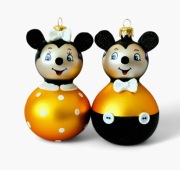 Bombki choinkowe 2 szt myszka MIKI I MINI (Mickey i Minnie) szklane bombki