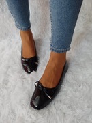 (39/40) Czarne, lakierowane baleriny wieczorowe , NOWE 