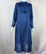 Elegancka sukienka midi Shein granatowa koronka rękawy S