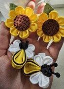 Zestaw 4szt spinki do włosów kwiatuszki pszczółki handmade 