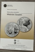 Folder- Ogłoszenie do srebrnej monety 10 zł Władysław Zawadzki 