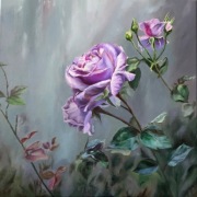 Obraz olejny na płótnie 40x40 - Róże - malarstwo olejne