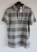 Szara polówka Timberland w pasy – Slim Fit – Rozmiar M (Nowa z metką)