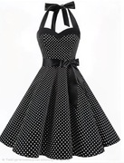 Damska Sukienka Retro w Groszki z Kokardą