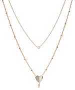 Podwójny naszyjnik Fossil różowe złoto serce