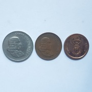 Monety, RPA 20 centów 1965, 2 centów 1967, 5 centów 2010
