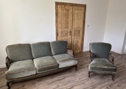 Sofa i fotel vintage Ludwik klasyczna francuska 