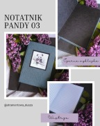 Ręcznie szyty notatnik w linie Pandy 03