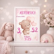 Personalizowana metryczka dla dziecka A4 + ramka GRATIS 