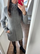 Wiosenny Wełniany płaszcz bouclé trencz C&A rozmiar M Old Money Blogerski