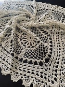 JASNY BEŻ OBRUS  SZYDEŁKOWY RĘCZNA ROBÓTKA  