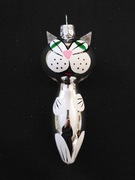 Bombki choinkowe szklane 1 szt  srebrny KOTEK  kształtka retro jak prl 