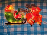 Stara świąteczna ozdoba vintage retro Mikołaj lampki