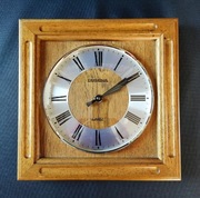 Zegar kwarcowy w drewnie dębowym - Dugena - sprawny