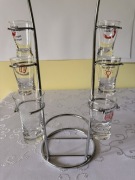 Zestaw Kieliszków do Shotów Metalowy Stojak 6 szt Imprezowy Barek Vintage