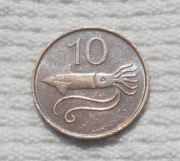 Islandia Ísland Republika 10 aurar 1981 KM# 25 Europejski kalmar strzała