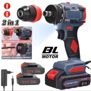 Mocna Wkrętarka 21V BL-Motor 55Nm 2w1 Zdejmowany Uchwyt 2 Aku NOWA