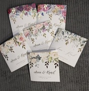 Próbki zaproszenia ślubne liście złocone zachowaj kolory