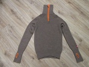 ULVANG sweter brązowy stójka wycięcia na kciuk unisex 100% wełna_  S