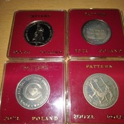 Cztery różne monety próbne PRL