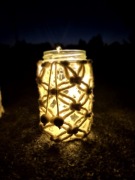 Lampion świecznik z makramy boho