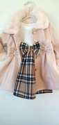 Piękny zestaw płaszczyk + sukienka w kratę. 9-12 mies.