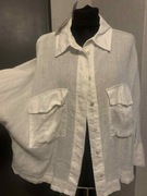 Zara bluzka koszulowa narzutka lniana oversize szeroka duża