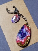 Brelok Wyspa różowa do kluczy z żywicy RĘKODZIEŁO HANDMADE 