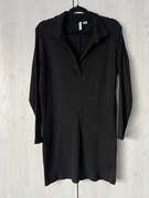 Czarna prążkowana sukienka z kołnierzem H&M XL 1068858 6