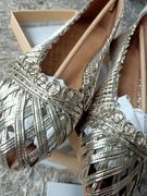 Złote plecione balerinki ażurowe rozmiar 38