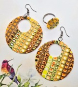 Boho artystyczny komplet zestaw biżuterii kolczyki pierścionek handmade