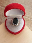 Pierścionek sygnet pierścień męski pierścionek kolor srebrny i czarny