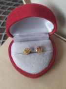 Przepiękne eleganckie kolczyki listki stal nierdzewna kolor złoty